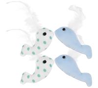 HOMSFOU 4pcs Whale Shaped Cat Chewing Toy Interactive Toys for Indoor Cats Cute Stuffed Whale Plush