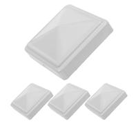 HOMSFOU 4pcs White Square Iron Fence Post Caps Weatherproof Decorative Metal Finials for Outdoor Gate and Fencing Easy Installation Protective End Covers for Garden School and Park Rails