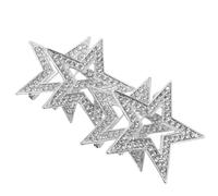 HOMSFOU 4pcs Zinc Alloy Five-pointed Star Brooch Pins Silver with Crystal Accent, Star Lapel Pins for Women Men Suit Jacket Dress Shawl Ceremony Party Jewelry Accessories