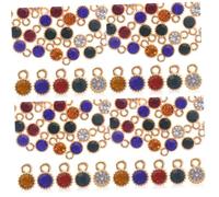 HOMSFOU 4sets Mini Alloy Shiny Rhinestone Charms for DIY Bracelet Necklace Earring Making Supplies for Craft Projects and Jewelry Design 50pcs*4