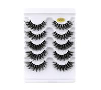 HOMSFOU 5 Pairs Women Fake Lashes Black Simulation Material Fuller Longer Look False Eyelashes Lash Extension Supplies for Date and Professional Use