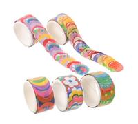 HOMSFOU 5 Rolls Hand Painted Cartoon Washi Tape for DIY Scrapbook Diary Photo Album Decoration Adhesive Craft Tapes with Colorful Designs for Gift Packing and Handbook Decors