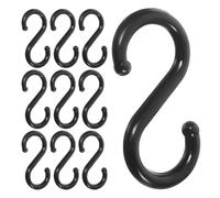 HOMSFOU 50pcs Black Plastic S-Shaped Hooks for Organizing, Sturdy Utility Hangers for Kitchen, Bathroom and Home Storage Solutions