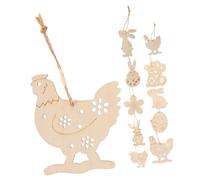HOMSFOU 50pcs Easter Wooden Discs Unfinished Wood Chips DIY Craft Cutouts with Bunny Chick Egg Flower Shapes for Painting Coasters Hanging Ornaments Family Art Projects