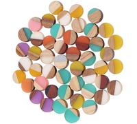 HOMSFOU 50pcs Mixed Color Resin and Wood Patch Charms for DIY Necklace and Earring Making, round Geometric Flat Back Cabochons, Handmade Jewelry Supplies for Crafting