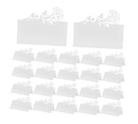 HOMSFOU 50pcs Rose Floral Wedding Place Cards for Reception Handwritten Name Tags Sturdy Paper Printable Romantic Table Tent Invitations for Classic Modern Wedding Decor