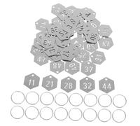 HOMSFOU 50pcs Stainless Steel Key Tags with Keyrings Hollowed Number Marking Identification Tags for Organization Event Management and Labeling