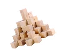 HOMSFOU 50Pcs Wooden Cube Blocks for Craft DIY Projects Natural Solid Wood Square Cubes Smooth Surface Unfinished Building Blocks for Educational Puzzle and Rustic Party Decoration