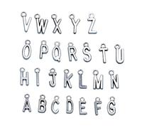 HOMSFOU 52pcs Vintage Alphabet Letter Pendants Charm Necklace Set A Z Unique Initial Charms for Women for Wedding Party Graduation DIY Jewelry Making