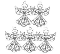 HOMSFOU 5pcs Antique Silver Alloy Angel Charms for Jewelry Making DIY Pendants Craft Supplies Unique Vivid Design for Keychains and Handmade Accessories Fine Texture and Versatile Use