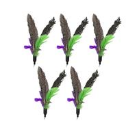HOMSFOU 5pcs Cat Plumage Teaser Wand Replacement Heads with Large Pearl Bird Plumes, Interactive Cat for Indoor Play and Exercise, Random Color