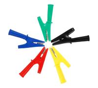 HOMSFOU 5pcs Insulated Mini Alligator Clips Electrical Test Clamps Copper 10a High Current Battery Clips with Protective Cover 4mm Socket for Multimeter and Wire Testing