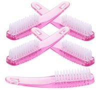 HOMSFOU 5pcs Nail Dust Cleaning Nail Scrub Brush for Manicure Pedicure Fingernail Cleaner Brush Handle Grip