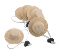 HOMSFOU 5pcs Small Hats with Adjustable Elastic Chin Strap, Mini Sun Hats for Dogs, Cats, and Small Animals - Summer Protective Chihuahua and Puppy Accessories