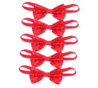 HOMSFOU 5pcs Sparkling Sequin Bow Tie for Boys and Girls Glamorous Bowknot Hair Ties for Boys Girls Adjustable for Stage Shows Graduation Daily Outfit
