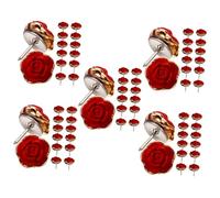 HOMSFOU 5sets Red Rose Push Pins Multi Function Thumbtacks for Cork Boards Map Pins Compact Replaceable Nail for Office Art Craft Geography Lessons 30pcs*5