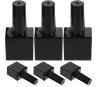 HOMSFOU 6 Pcs 10ml Black Glass Gel Polish Bottles with Brush, Small Empty Nail Polish Bottles for Nail Art and Travel, Flat Square Refillable Containers
