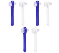 HOMSFOU 6 Pcs Denture Brush Set: Dual Head Hard Bristle for Dentures & Retainers - Dental Brushes with Anti-Slip Handle (Blue, White)