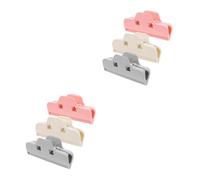 HOMSFOU 6 Pcs Diamond DIY Painting Clips Colored Edge Clips for Diamond Art Positioning Tool for Embroidery Cross Stitch Durable Plastic Holders Pink Grey Beige