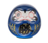HOMSFOU 6cm Japanese Daruma Doll - Mini Ceramic Zen Statue - Ochoko Daruma Collectible Figurine - Good Luck Ornament for Home, Table, Car Interior Decoration - Blue