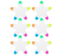 HOMSFOU 6pcs 5-in-1 Star Shaped Fluorescent Highlighter Marker Pens with Smooth Writing and Compact Plastic Design for Teachers in Meetings and Drawing