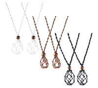 HOMSFOU 6pcs Adjustable Woven Mesh Pendant Necklace Cord Set with Brown, White, Stone Holder Nets for DIY Crystal Holder Necklace Accessories
