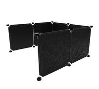 HOMSFOU 6pcs Black Embossed Cat Litter Box Enclosure Set with Splash Guards and Secure Clips, Large Privacy Cover for Kitten and Adult Cats, Sturdy Pet Toilet Protector for Indoor Use