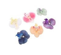 HOMSFOU 6pcs Boho Hawaiian Butterfly Orchid Hair Clips with Silk Colorful Phalaenopsis and Pearl Details, Unique Summer Accessory for Beach Vacation and Holiday Photos