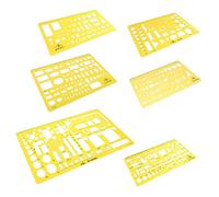 HOMSFOU 6Pcs Drawing Template Rulers Multi Purpose Geometric Stencils for Architecture Civil Engineering Art Design Technical Illustration Portable Lightweight Tools