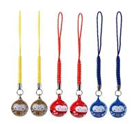 HOMSFOU 6pcs Fortune Cat Copper Bell Phone Charms Cellphone Pendants Bag Hanging Decors with Blue Red Gold Colors for Lucky Feng Shui Accessories