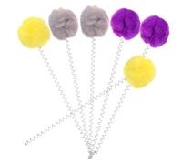 HOMSFOU 6pcs Funny Cat Toys Hard Spring Suction Cup Interactive Wire Springs for Indoor Cats Featuring Bell and Fuzzy Ball Attachments for Playtime Fun