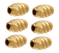 HOMSFOU 6pcs Golden Vintage Twill Pattern Spacer Beads for Jewelry Making Oval Barrel Charms with Hole for DIY Bracelets Necklaces and Crafting Accessories