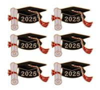 HOMSFOU 6pcs Graduation Cap Brooch Pins Class of 2025 Metal Enamel Doctoral Hat Badge Lapel Pins for Graduation Celebration and Party Favors