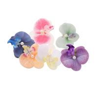 HOMSFOU 6pcs Hawaiian Orchid Hair Clips with Silk Butterfly Phalaenopsis and Pearl Flower Decoration, Stylish Boho Beach Hairpins for Vacation and Holiday Photos