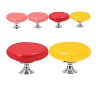 HOMSFOU 6pcs Heart Shaped Ceramic Toilet Push Buttons and Pulls Stain-Resistant Replacement Flush Button Covers Cute Red White Pink Handles for Bathroom and Bedroom Cabinets
