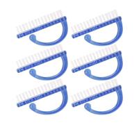 HOMSFOU 6pcs Large Blue Plastic Nail Dust Brushes Manicure Fingernail Cleaning Tools for Home and Salon Use