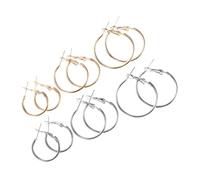 HOMSFOU 6pcs Large Round Circle Earrings Women Loop Earrings Jewelry c Shaped Metal for Daily Wear