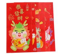 HOMSFOU 6pcs Lunar Year Red Envelopes Creative Chinese Dragon Style Money Pouches Sturdy with Auspicious Blessing Patterns for Spring Festival Giving