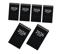 HOMSFOU 6pcs Mini Desk Calendar Portable Standing Tabletop Flip Planner with Twin-wire Binding Academic Scheduling for Home Office School Compact Black Design for Efficient Management