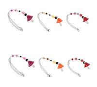 HOMSFOU 6pcs Mushroom Charm with Evil Eye Pendants for Rear View Mirror Portable Beaded Hanging Ornaments for Car Decor and Phone Case Accessories Lightweight Versatile for Carrying and