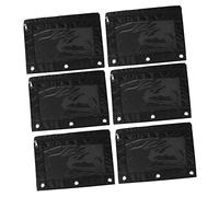 HOMSFOU 6pcs Oxford Cloth Pencil Cases Three-Hole File Folder Pen Pouches Black Large Capacity Stationery Storage Bags for Office and School Use