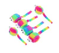 HOMSFOU 6pcs Plush Mouse Cat with Catnip Realistic Interactive Kitten Teething for Indoor Cats Colorful Striped Soft Mice for Chase and Play