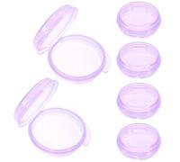 HOMSFOU 6pcs Small Round Pill Organizer Medicine Case 3-Times A Day Dispenser Travel Vitamin Storage Box Set with 2 Purple Weekly Cases for Home and Travel