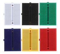 HOMSFOU 6pcs Small Solderless Breadboards Mini Plastic Experiment Boards for Science Projects Laboratory Supplies with 6 Colors (white, Black, Red, Blue, Green, Yellow)