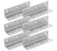 HOMSFOU 6pcs Stainless Steel L Shaped Corner Brackets 90 Degree Metal Corner Braces for Cabinets and Wooden Beds, Easy to Install and Sturdy Brackets for Furniture Projects