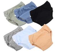 HOMSFOU 6pcs Training Pants, Reusable Waterproof Potty Shorts in Multi-Color (Black, Light Blue, Gray, Denim Blue, Smoke Green, Khaki) Size M, Soft Breathable Diaper Covers for Boys