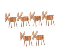 HOMSFOU 6Pcs Wooden Christmas Elk Ornaments DIY Assembly for Safe and Durable Xmas Decorations for Crafting and Desktop Decor