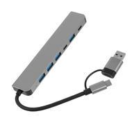 HOMSFOU 7 in 1 USB Hub Multi Port USB Adapter for Laptop Abs Material with Multiple and Faster Data Transfer Expander Suitable for Office and Home Use