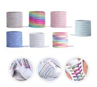 HOMSFOU 7 Pairs 100cm Elastic Tieless Shoelaces with Lock Buckle, Colorful DIY Flat Shoe Laces Strings for Trainers, Sports Shoes, and Casual Footwear in Multiple Colors