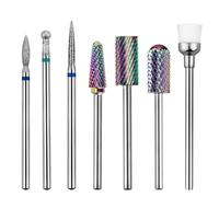 HOMSFOU 7pcs Tungsten Steel Nail Grinding Heads Set for Manicure Grinding Machine, Sturdy Alloy Polishing Bits for Professional Nail Art and French Manicure Use